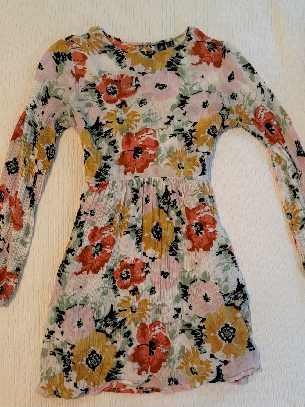 Volcom Floral Textured Multicolored Mini Dress - Size S